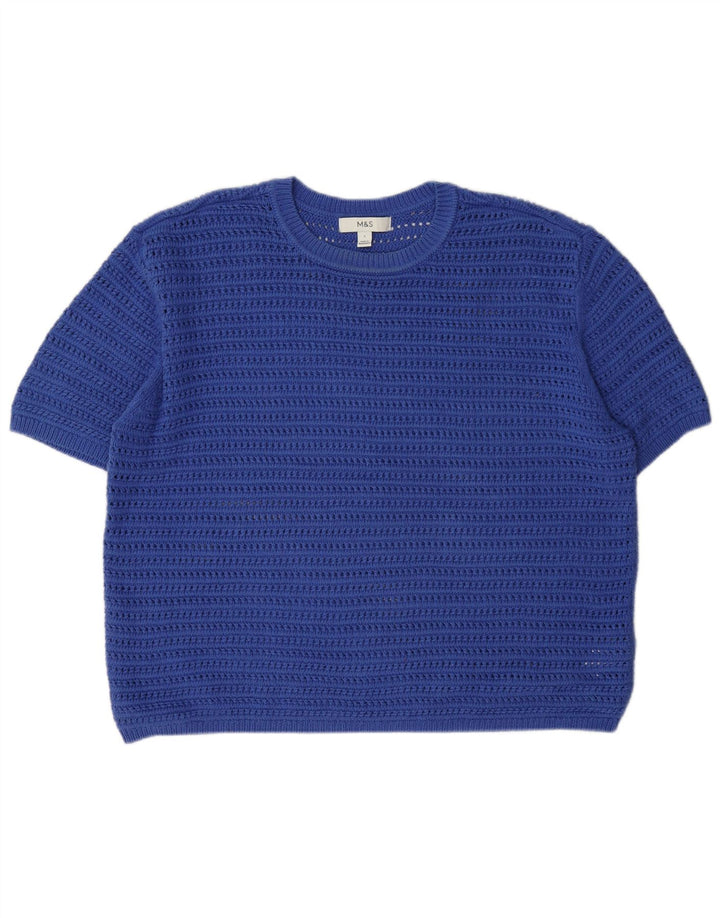 Maglione maglione girocollo da donna Marks & Spencer UK 16 grande blu