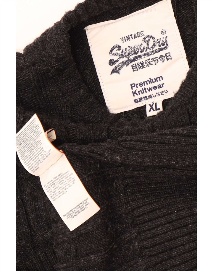 Maglione maglione girocollo da uomo Superdry XL grigio acrilico