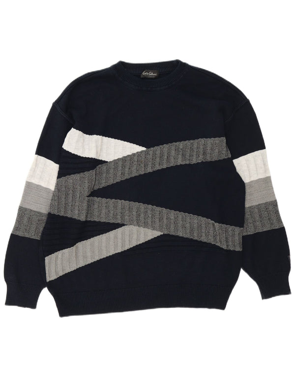 Carlo Colucci Maglione Girocollo Uomo IT 54 XL Blu Navy Colourblock