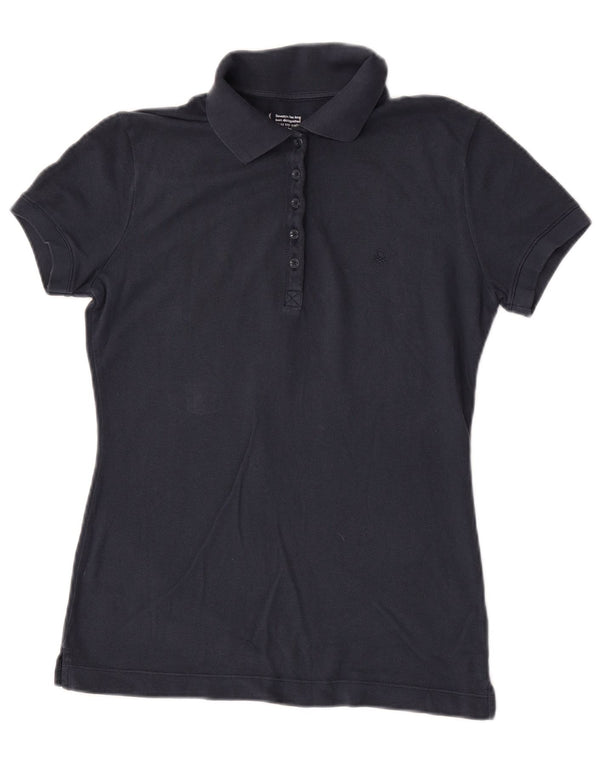 Polo da donna Benetton UK 10 Small in cotone blu navy