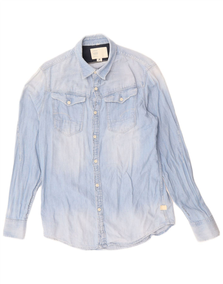 Camicia di jeans da uomo G-STAR in cotone blu medio