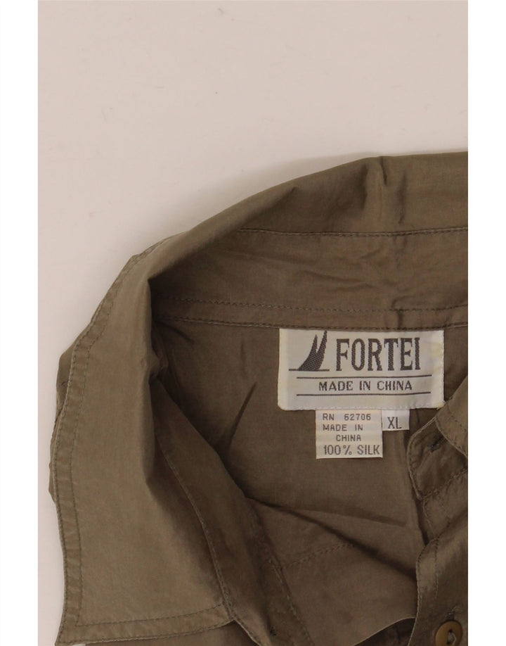 Camicia da uomo VINTAGE XL in seta marrone