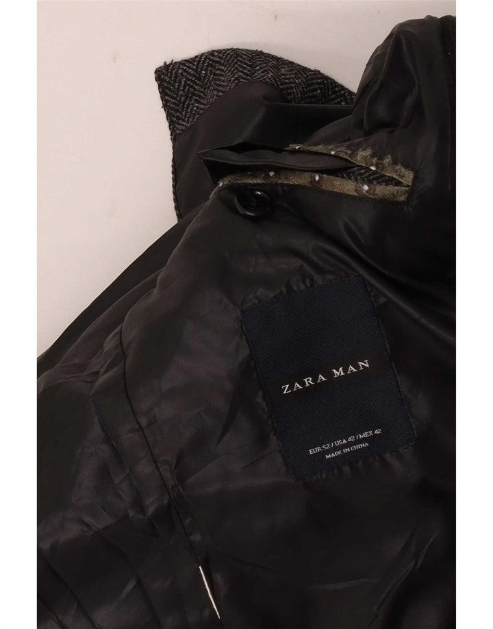 Giacca blazer da uomo a 2 bottoni Zara EU 52 grande spina di pesce grigia