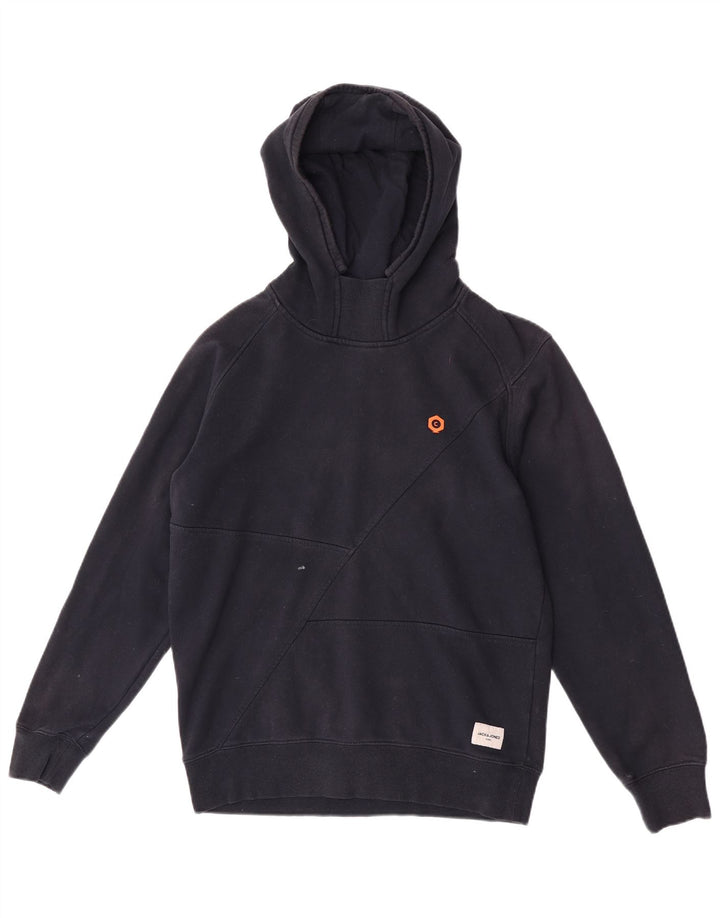 Maglione con cappuccio da uomo Jack & Jones medio in cotone blu navy