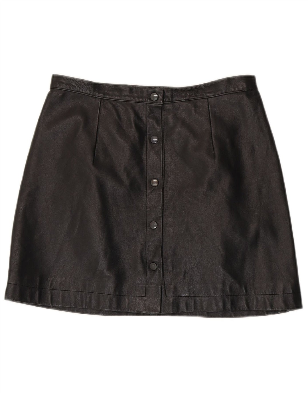 Mini gonna in pelle vintage da donna W30 media nera