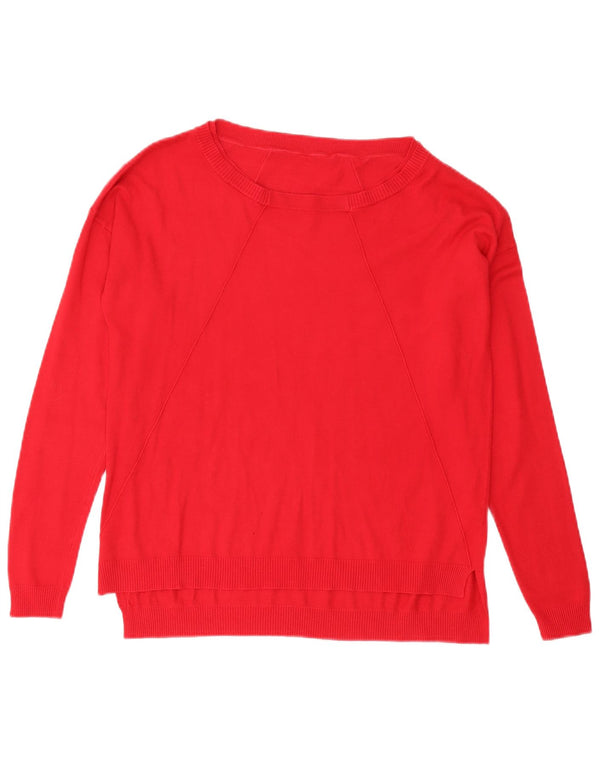 Maglione maglione vintage da donna oversize con scollo a barca UK 10 piccolo rosso