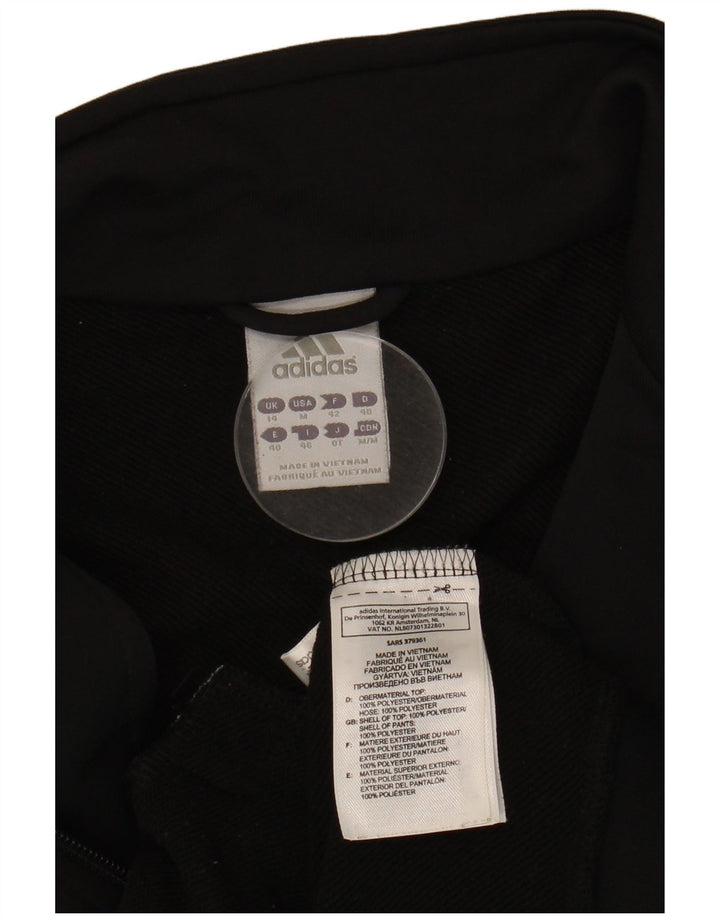 ADIDAS Womens Tracksuit Top Jacket UK 14 Medium Black Polyester