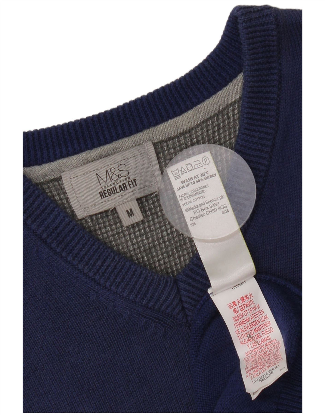 Canotta da uomo Marks & Spencer vestibilità regolare in cotone blu medio