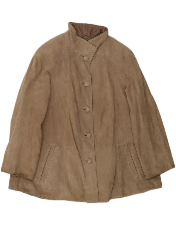Giacca in pelle scamosciata da donna VINTAGE UK 10 piccola pelle beige