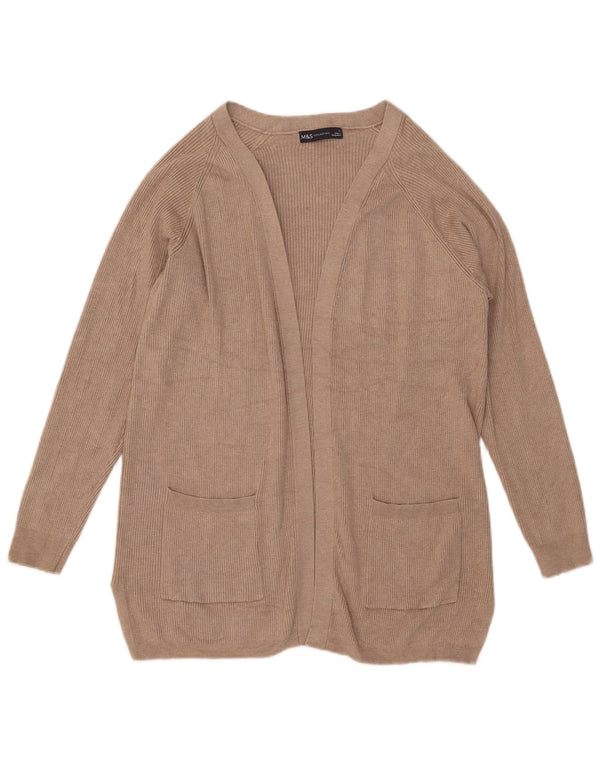 Maglione cardigan aperto da donna Marks & Spencer UK 14 Viscosa beige medio