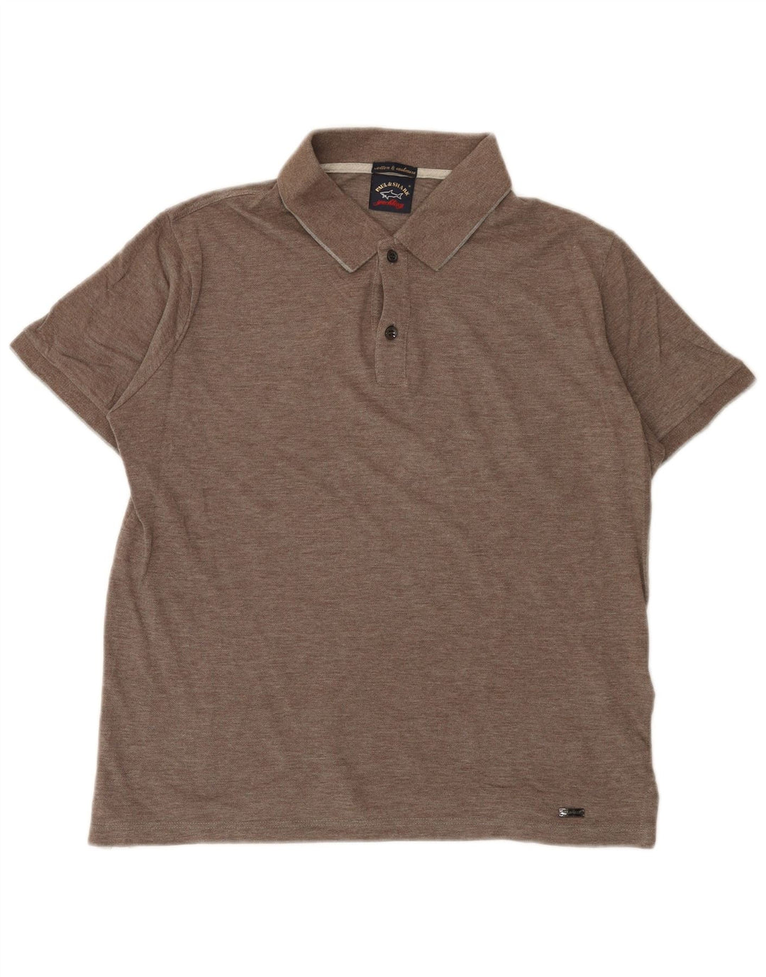 Polo da uomo vestibilità regolare Paul & Shark in cotone marrone medio
