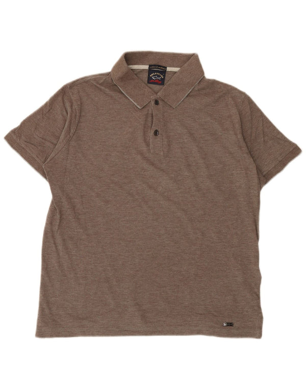 Polo da uomo vestibilità regolare Paul & Shark in cotone marrone medio
