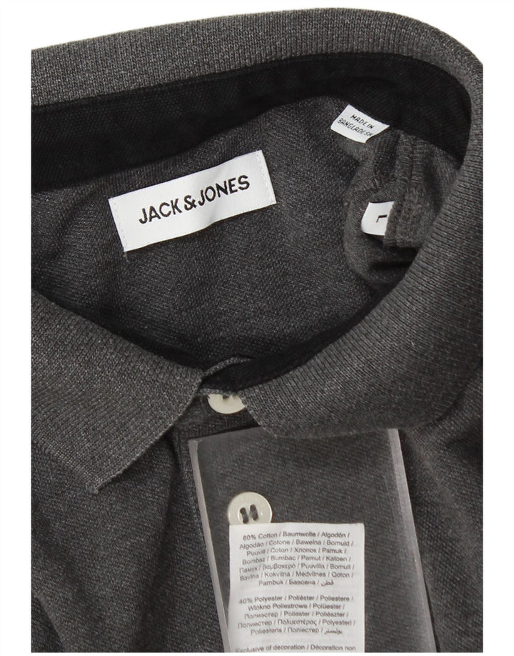 Polo da uomo Jack & Jones grande in cotone grigio