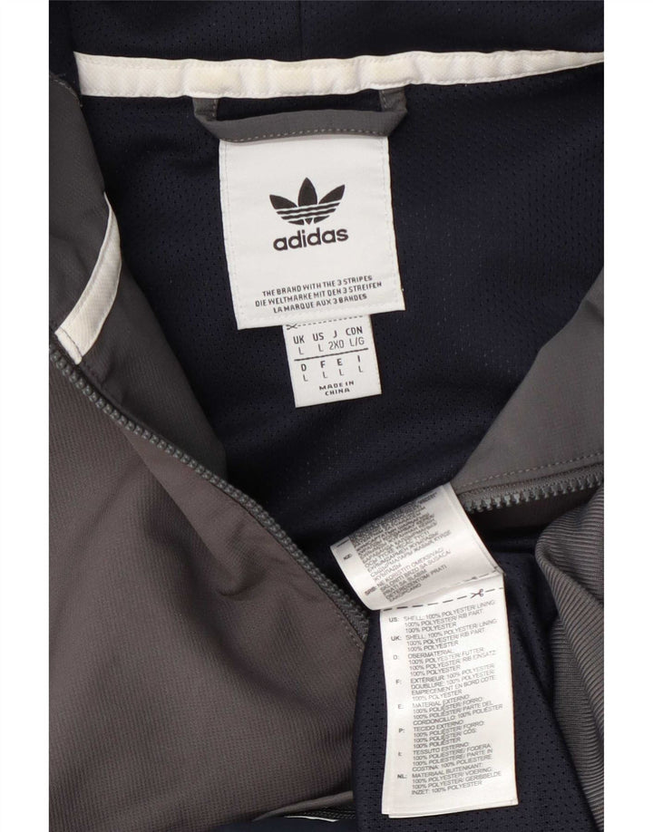 Giacca da uomo Adidas Anorak con cappuccio, tuta da ginnastica, grande, colore grigio