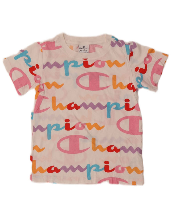 T-shirt grafica per ragazze Champion Top 9-10 anni cotone bianco medio