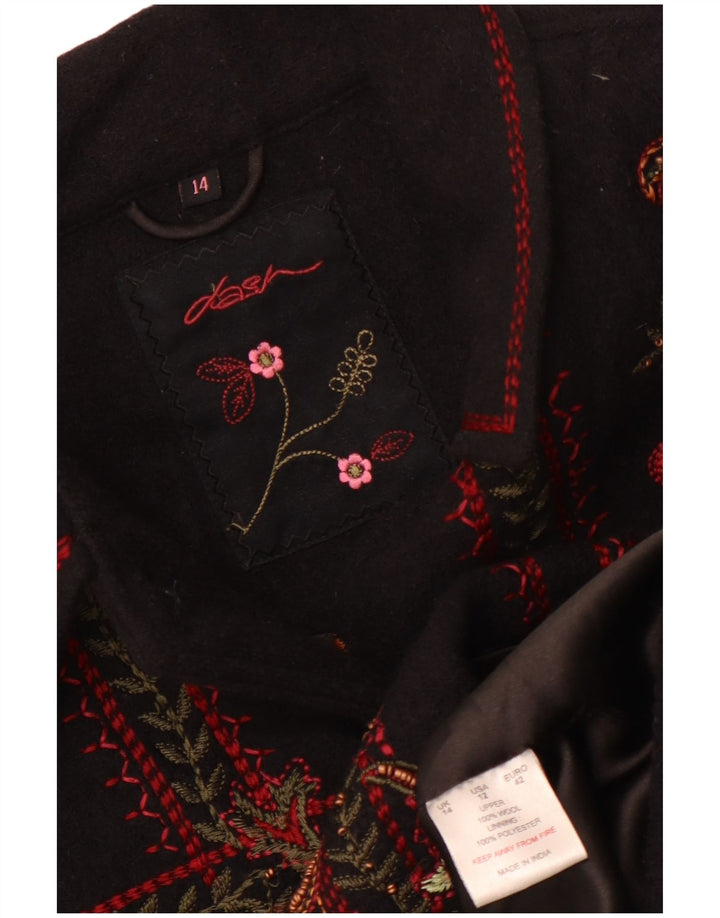 Giacca bomber da donna Dash UK 14 grande lana cachemire nera