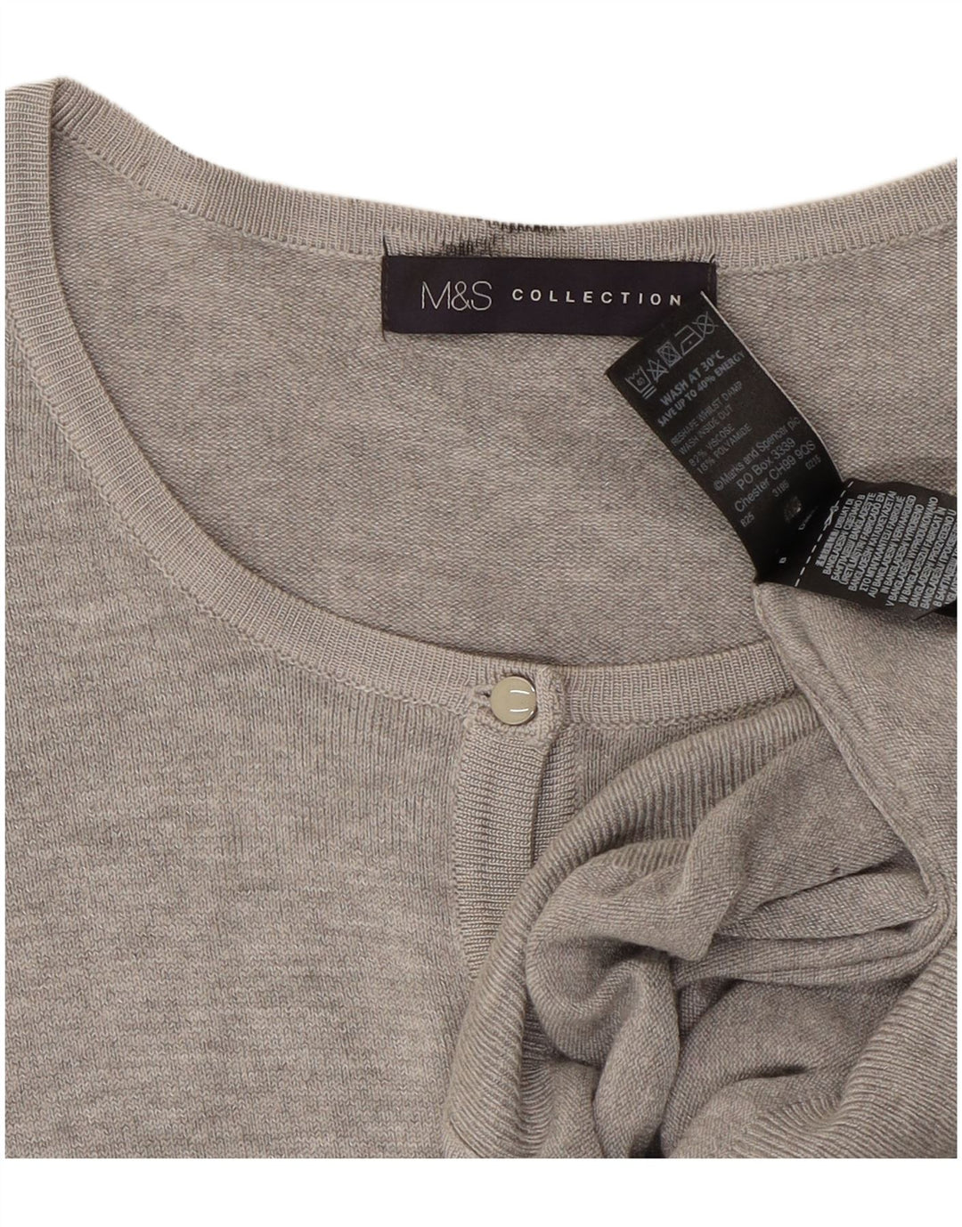 Maglione cardigan da donna Marks & Spencer UK 16 Grande viscosa screziata grigia