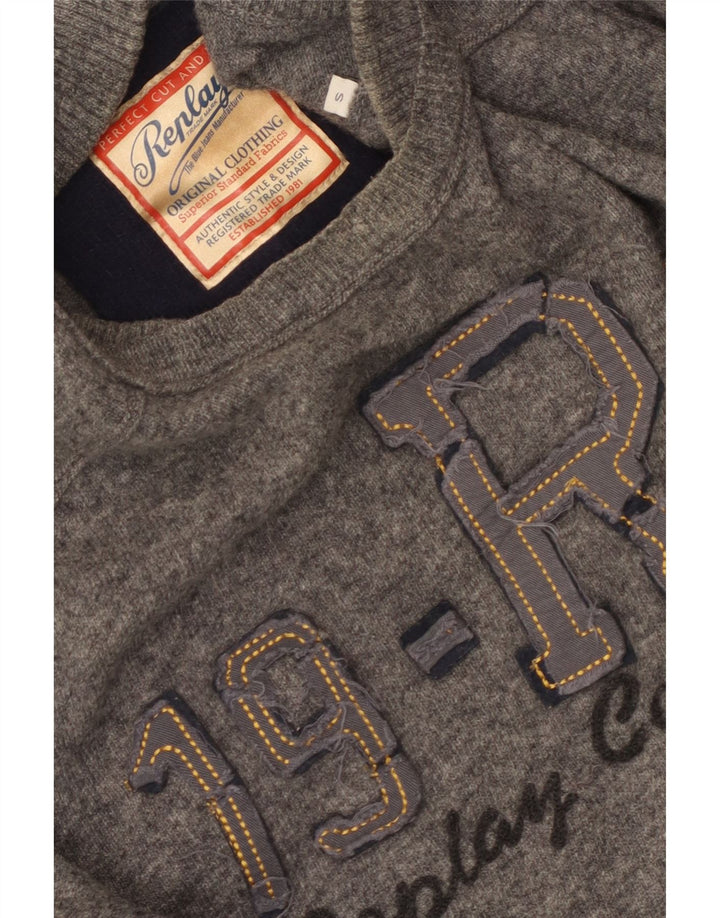 Replay Maglione da uomo girocollo con grafica, piccolo grigio a righe retrò