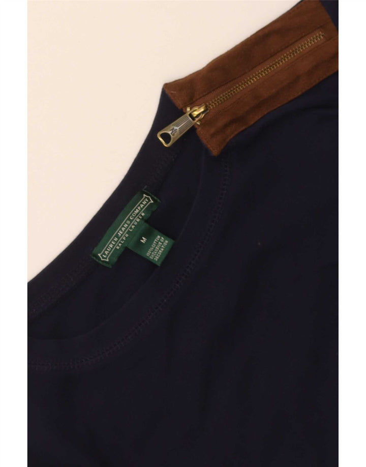 Top da equitazione da donna Ralph Lauren manica lunga UK 12 medio blu navy