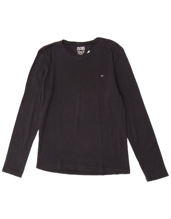 Top manica lunga da donna Tommy Hilfiger UK 18 XL cotone nero