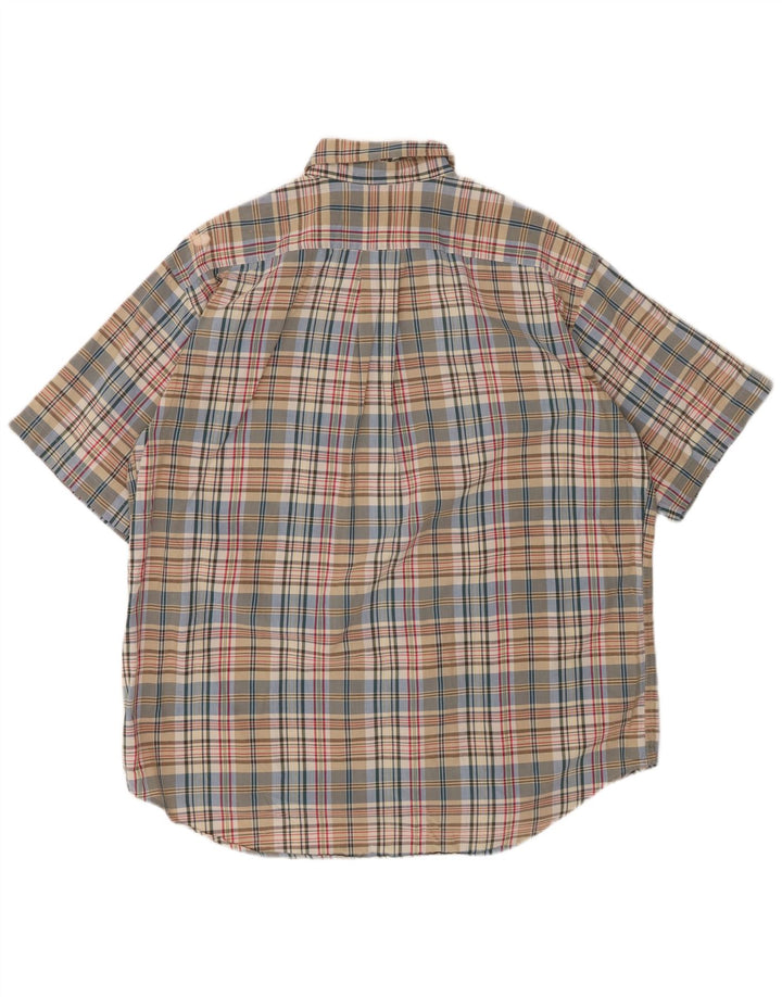 J. CREW Camicia a maniche corte da uomo in cotone a quadri multicolore medio