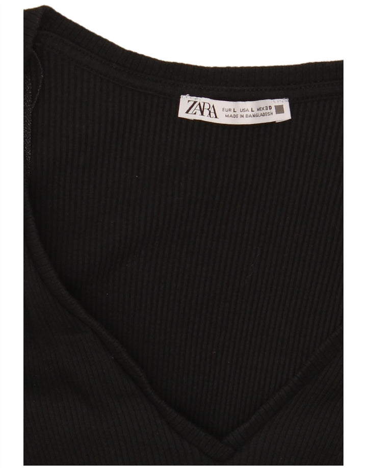Top corto in camicetta corta da donna Zara UK 14 grande nero