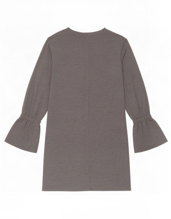 Zara Womens Trafaluc Long Sleeve Sheath Dress UK 14 Medium Grey Polyester