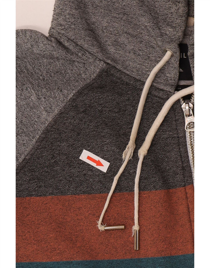 Maglione con cappuccio e zip da uomo QUIKSILVER in cotone color block grigio medio