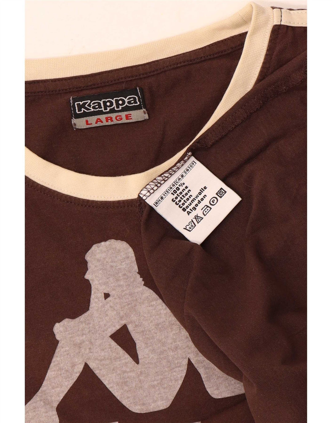 T-shirt grafica da uomo Kappa Top grande in cotone marrone