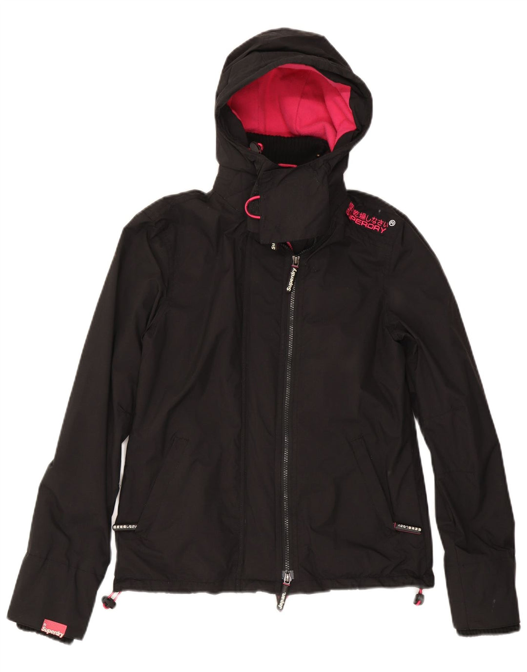 Giacca a vento con cappuccio da donna Superdry UK 10 Small nylon nero