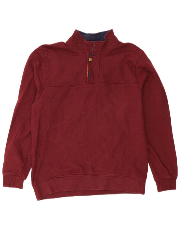 Felpa da uomo con vestibilità regolare, collo con zip, Orvis, grande, in cotone bordeaux