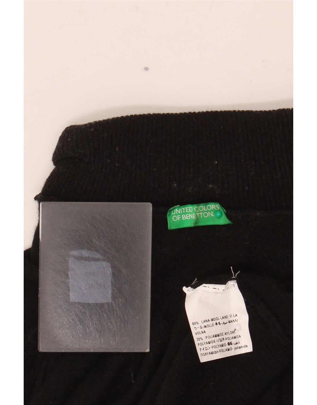 Maglione maglione da donna a collo alto Benetton UK 10 piccolo in lana nera