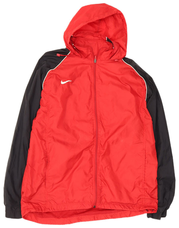 Giacca antipioggia con cappuccio Nike da uomo UK 42/44 Large in nylon color block rosso