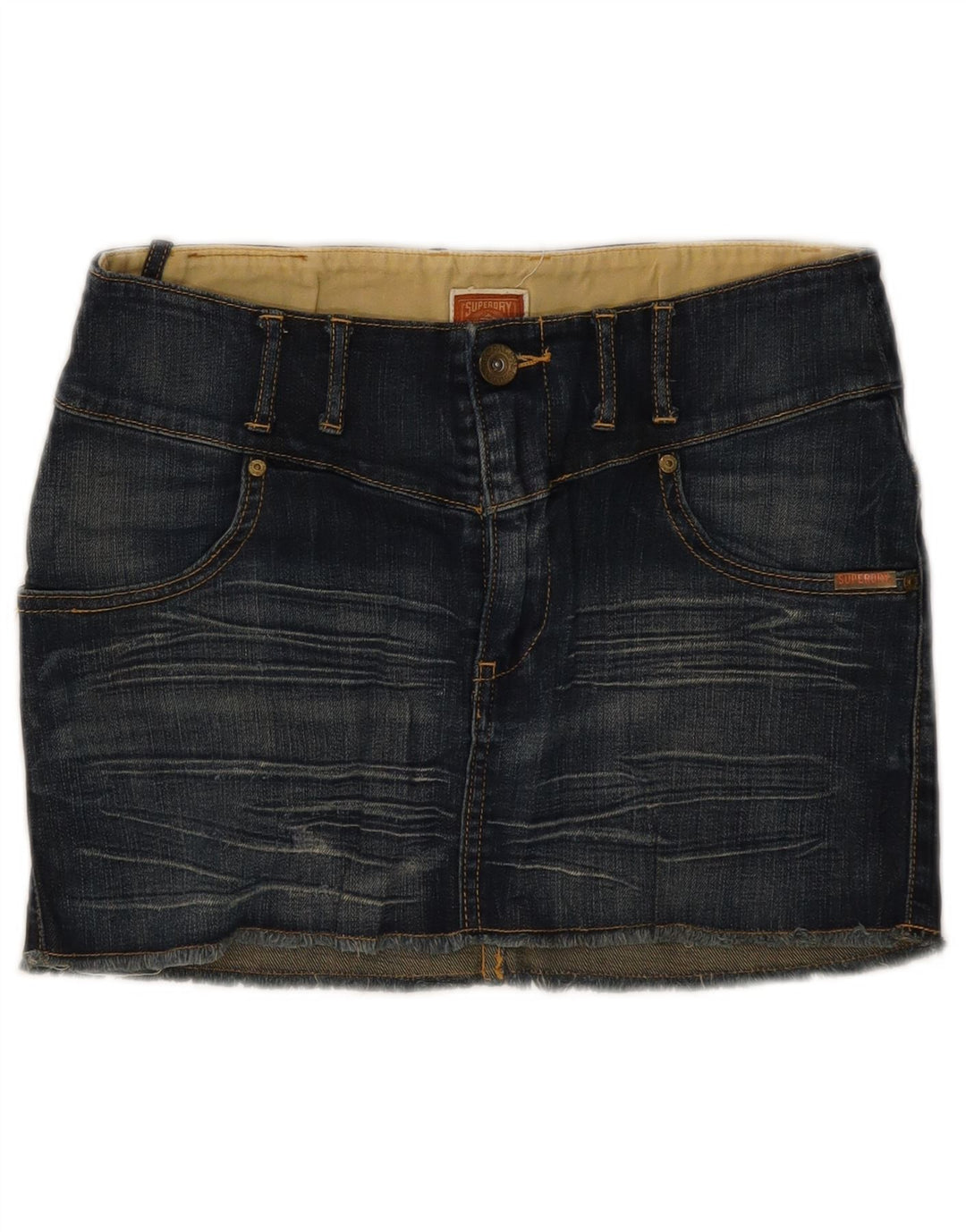 Minigonna in denim da donna SUPERDRY W30 cotone blu medio