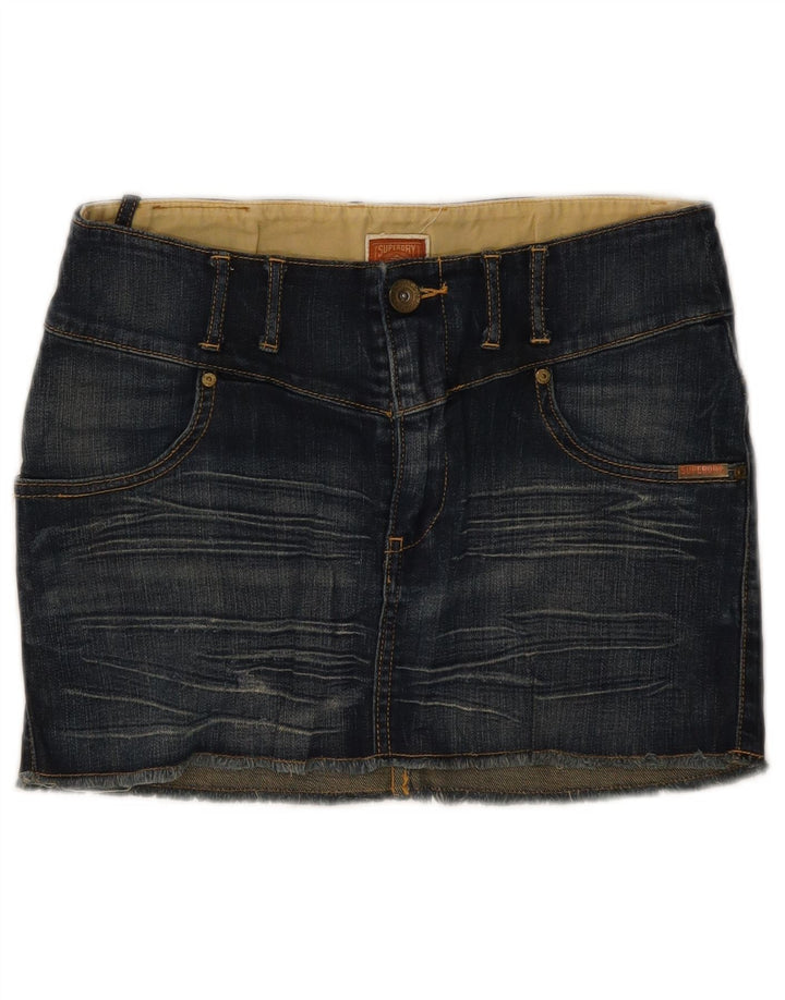 Minigonna in denim da donna SUPERDRY W30 cotone blu medio