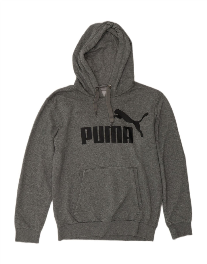 Felpa con cappuccio grafica da uomo PUMA piccola in poliestere chiazzato grigio