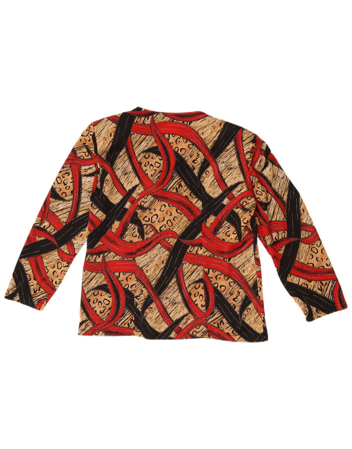 Camicetta camicia vintage da donna con motivo astratto UK 14 grande multicolore