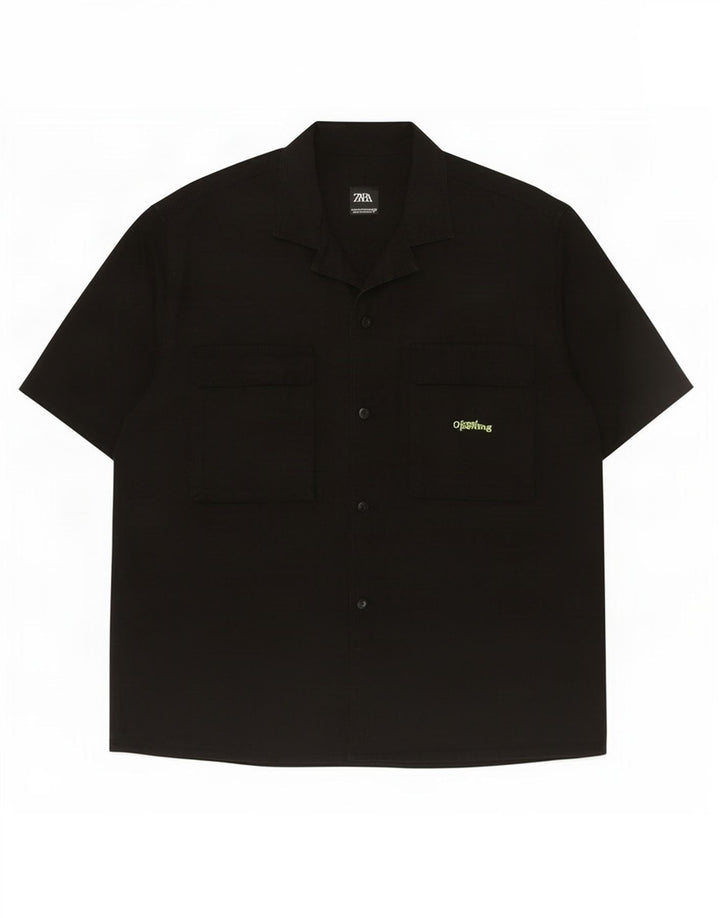 Camicia Zara da uomo a maniche corte XL in cotone nero