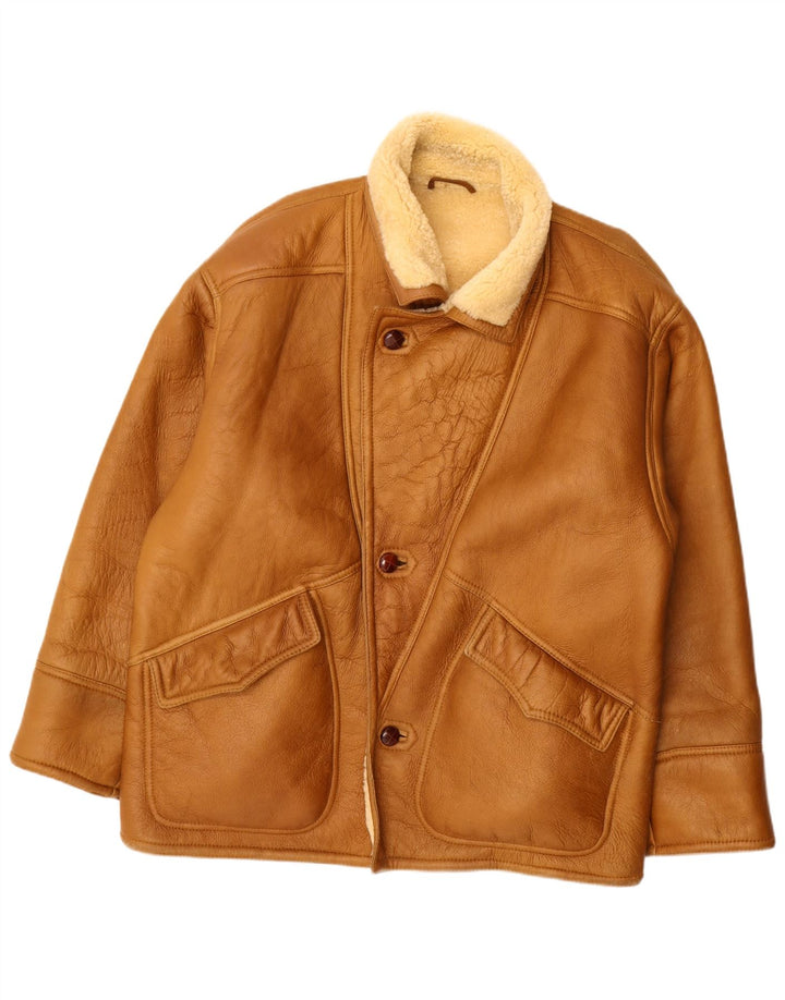 Giacca in shearling vintage da uomo UK 36 piccola beige