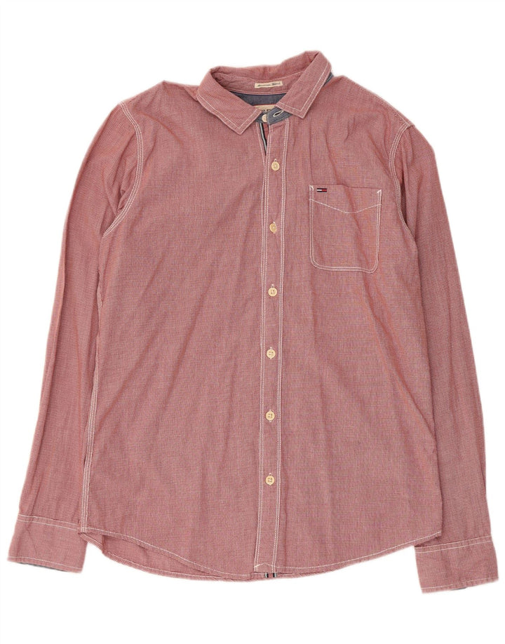 Camicia da uomo Tommy Hilfiger in cotone pied de poule rosso medio