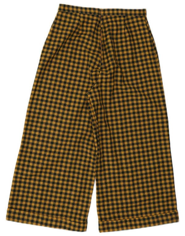 Pantaloni capri vintage da donna a vita alta W28 L22 a quadretti gialli