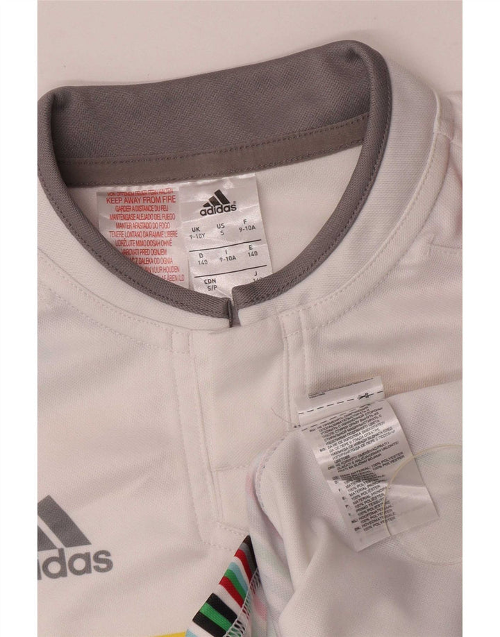 T-shirt grafica da ragazzo Adidas Top 9-10 anni in poliestere bianco