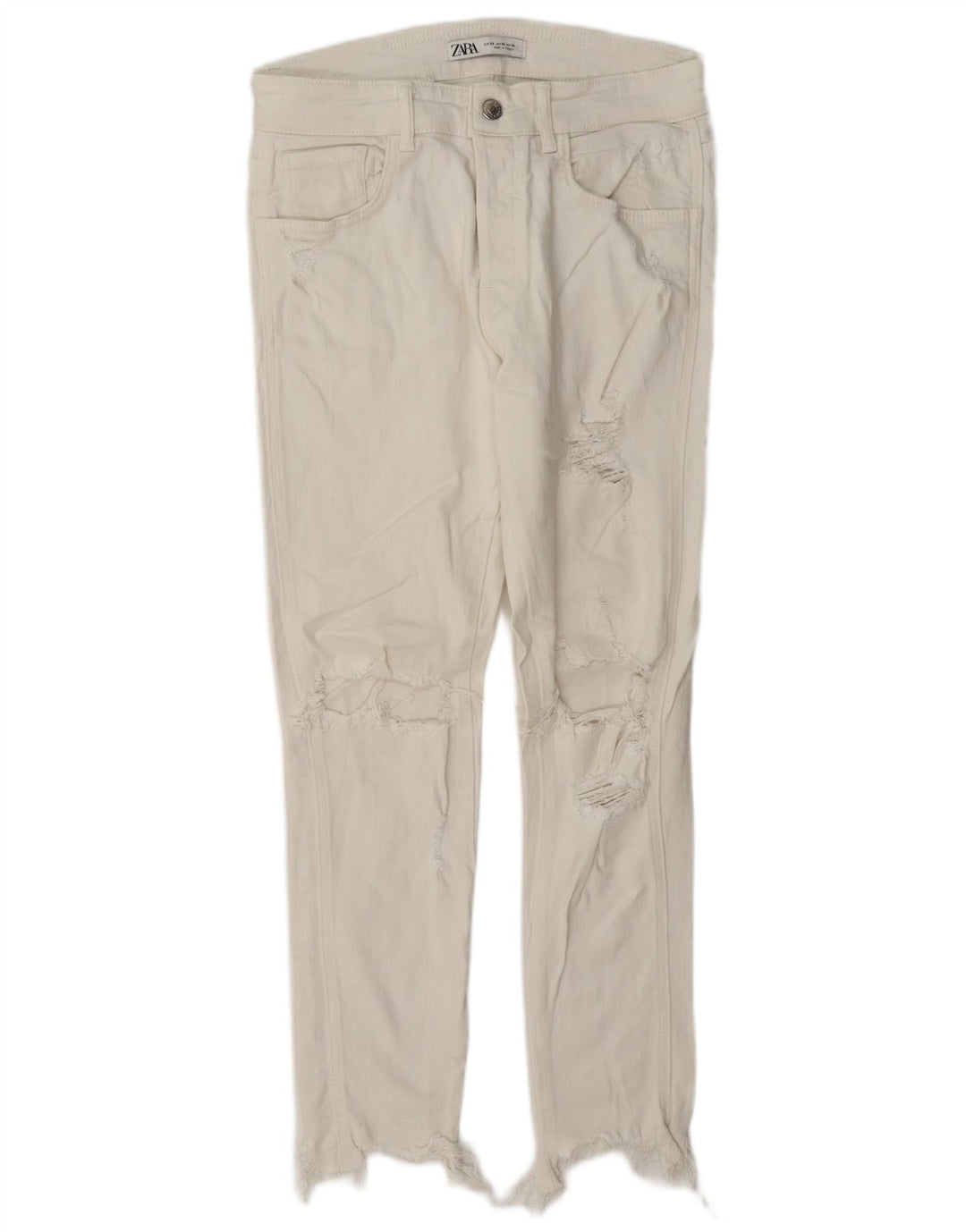 Jeans slim invecchiati da uomo Zara EU 38 Small W30 L27 Cotone bianco