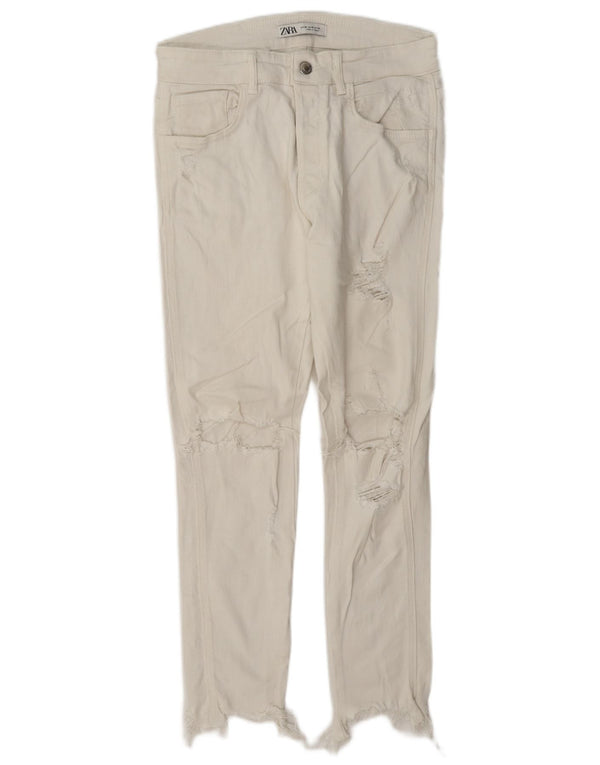 Jeans slim invecchiati da uomo Zara EU 38 Small W30 L27 Cotone bianco