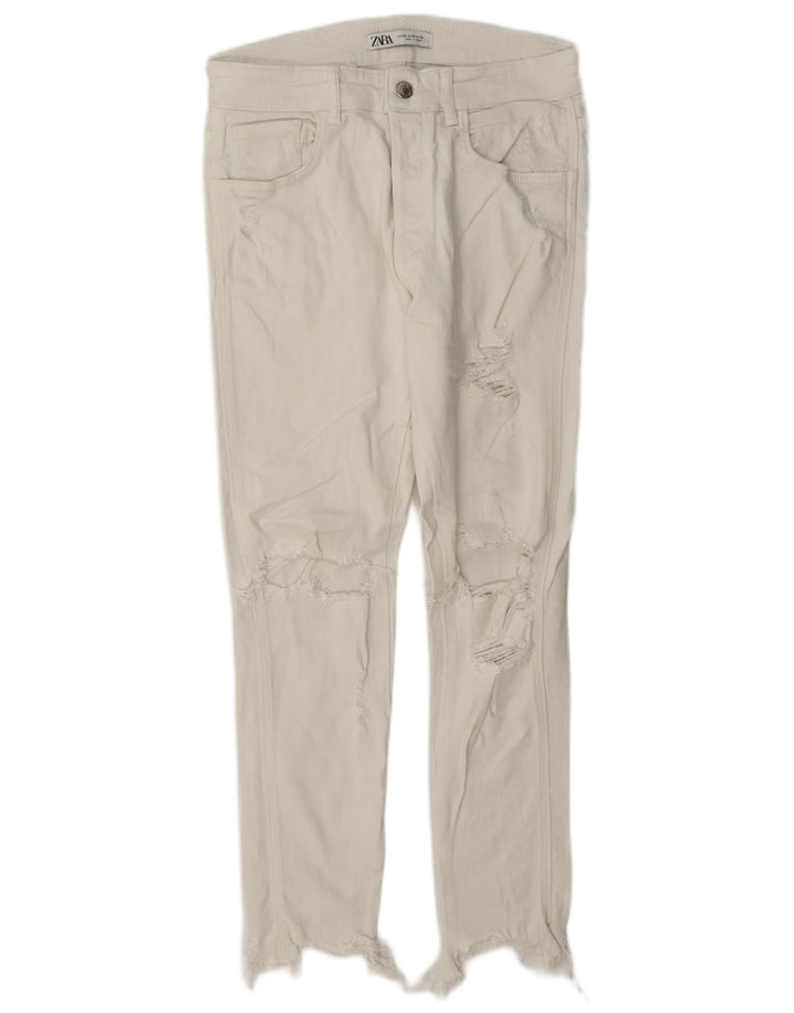 Jeans slim invecchiati da uomo Zara EU 38 Small W30 L27 Cotone bianco