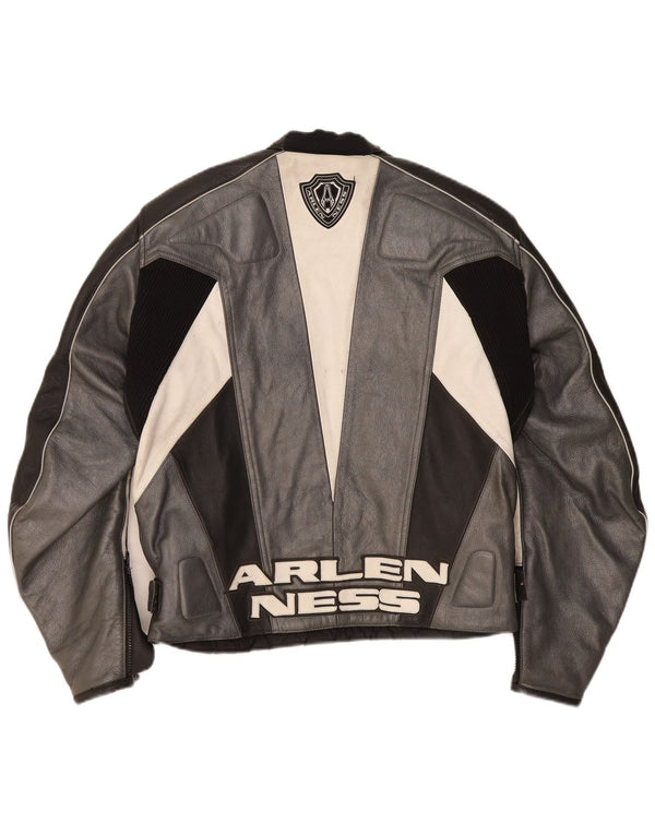Giacca da motociclista grafica da uomo Arlen Ness taglia 54 grande moto grigia
