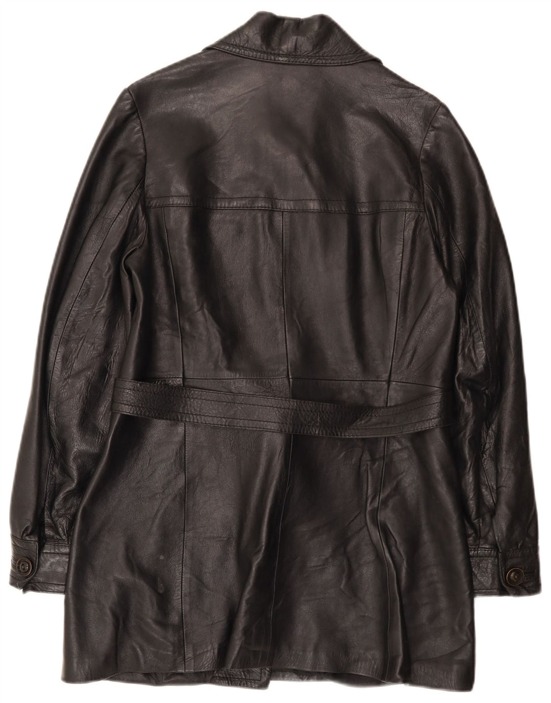 Cappotto in pelle vintage da donna UK 10 piccolo nero