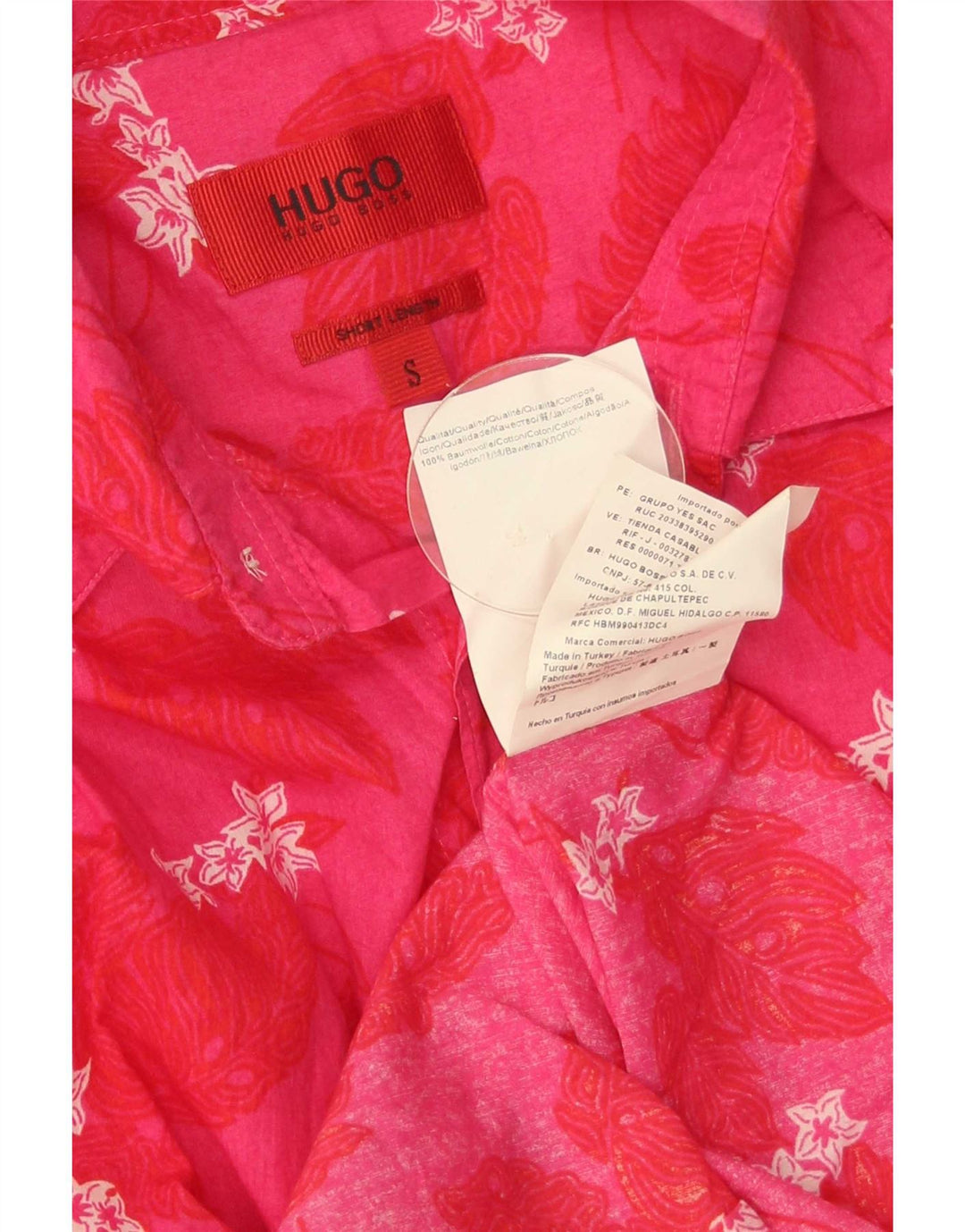 Camicia da uomo Hugo Boss piccola in cotone floreale rosa