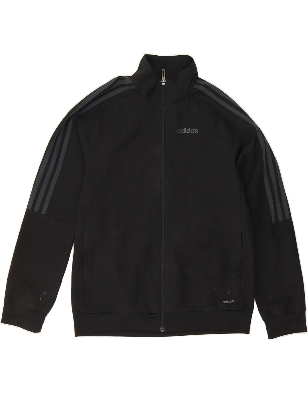 ADIDAS Boys Climalite Tracksuit Top Jacket 11-12 Years Black Polyester Vintage Adidas and Second-Hand Adidas from Messina Hembry 