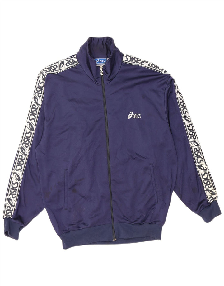 Asics - Giacca da uomo con grafica grafica, giacca media, blu navy, color block sportivo